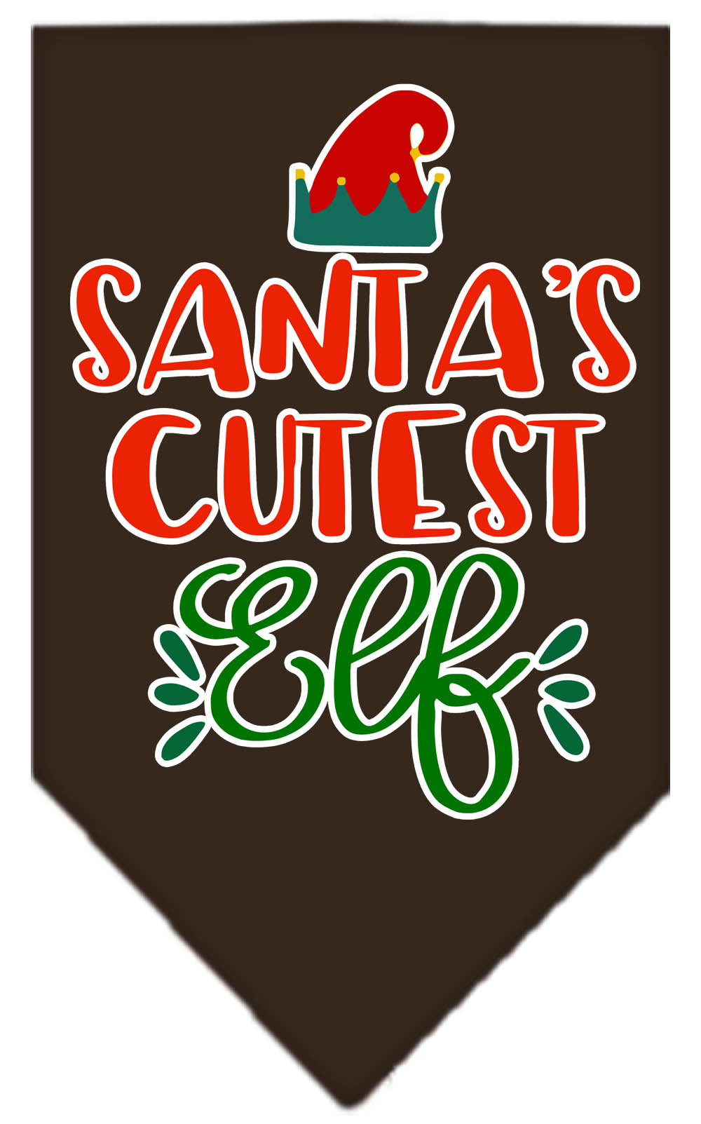 Santa's Cutest Elf Screen Print Bandana Cocoa Large
